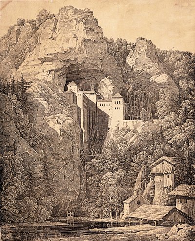 Het kasteel Predjama in Crein XII Stund door Karl Friedrich Schinkel